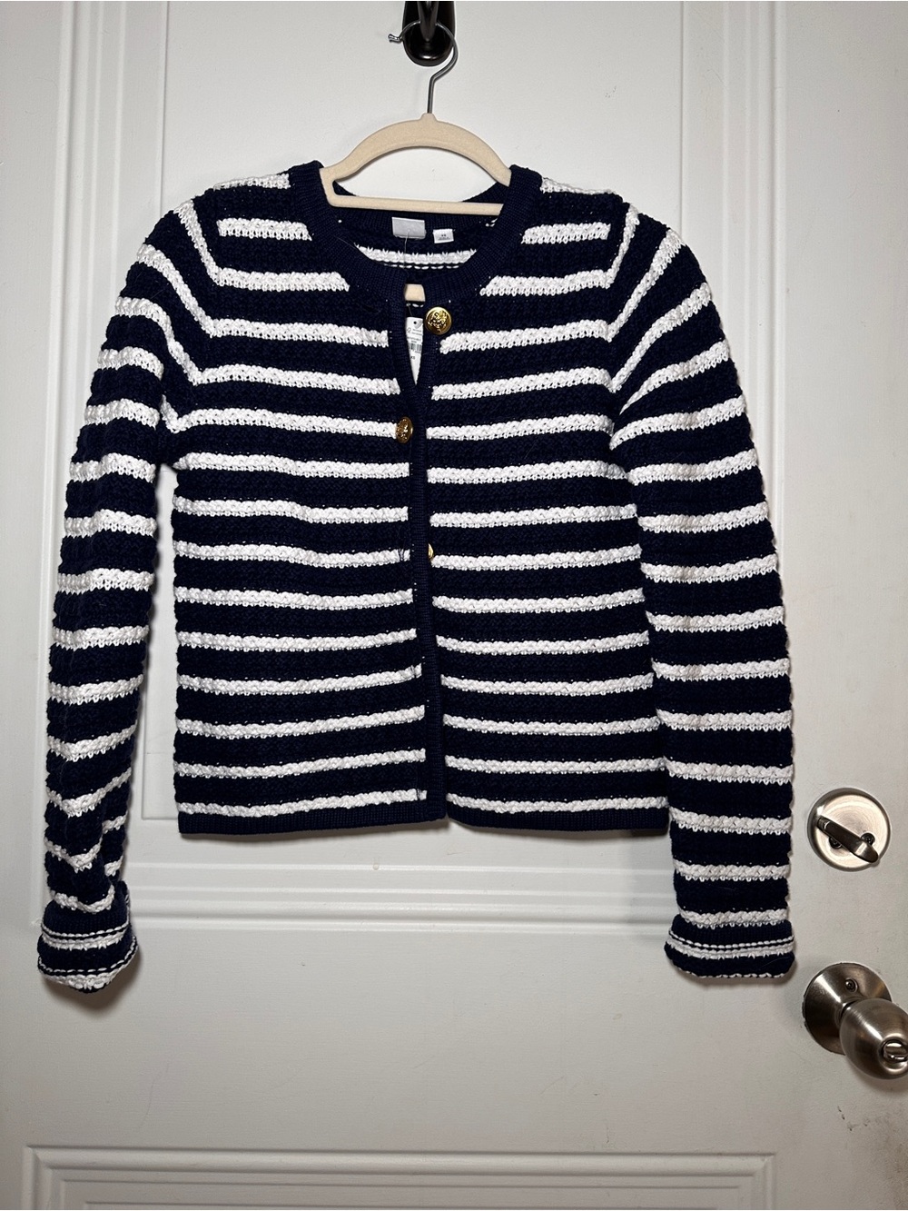 GAP Navy & White Striped Cotton Lady Day Coat‎